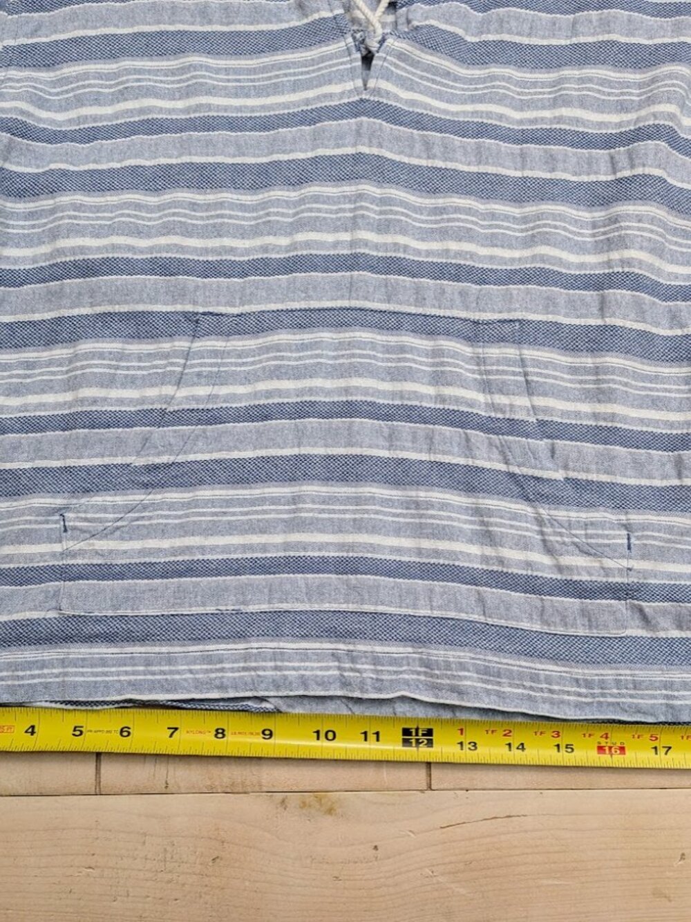 Roxy Blue White Striped Hooded Baja Pullover Hoodie Women's Medium 100% Cotton - Picture 5 of 12